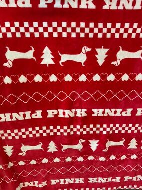 Victoria's Secret Red & White Plush Logo Blanket